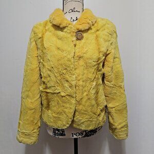 New Real Sheared Striped Mink Fur Coat Blazer Jacket Yellow Gold Mustard Lemon